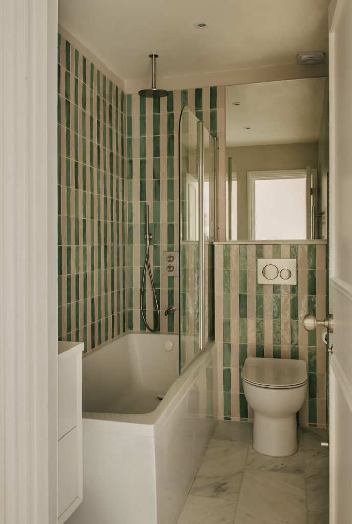 George Jessel x Kluk Design - Kluk Construction Collab project with George Jessel Design a full bathroom refurbishment with marble floor and pattern tiles by Kluk Construction