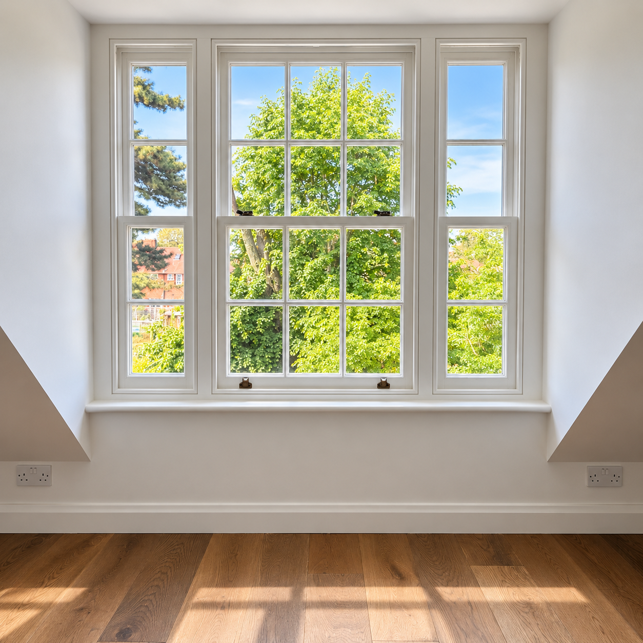 Bespoke timber sash window with traditional glazing bars in Putney