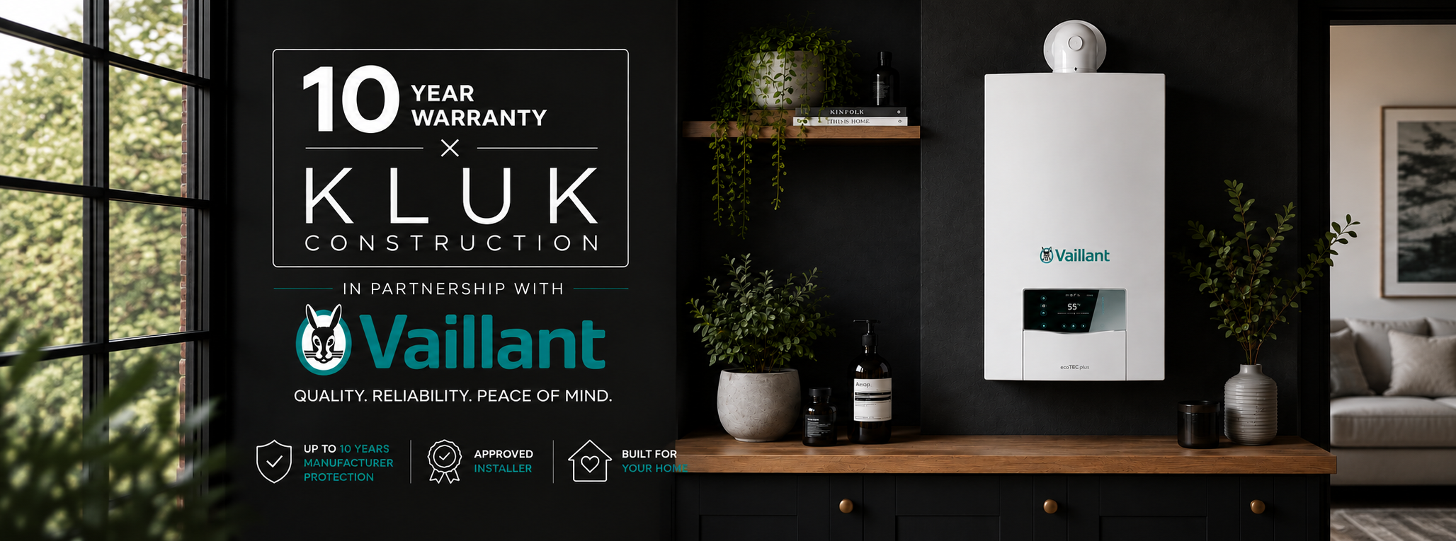 Vaillant boiler with 10-year guarantee – Kluk Construction London refurbishment